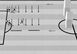 Stalci su međusobno udaljeni 2m. Opis vježbe 5C: igrač vodi loptu između stalaka koji su međusobno udaljeni 2m. Nakon što prođe zadnji stalak, izvodi šut prema golu.