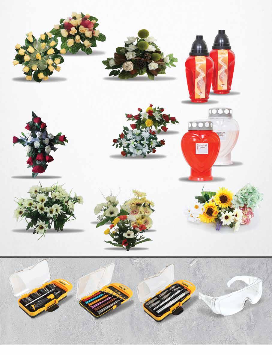 Lampioni i cvjetni aranžmani Cvjetni aranžman od umjetnog cvijeća u plastičnoj posudi otežanoj betonom dimenzija cca 30x30x15 cm SUPER 89,99-22% 6 Cvjetni aranžman od umjetnog cvijeća u plastičnoj