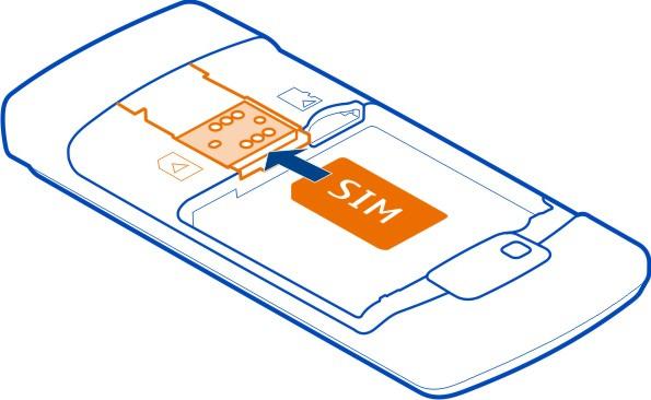 8 Prvi koraci 3 Ako je umetnuta, uklonite bateriju. 4 Provjerite je li kontaktno područje SIM kartice okrenuto prema dolje i umetnite karticu u utor SIM kartice.