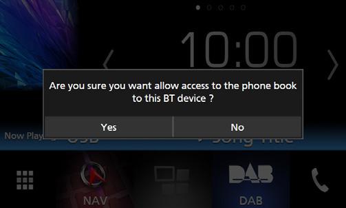 Upravljanje funkcijom Bluetooth Korak 3: Prijenos imenika Odaberite želite li prenijeti podatke iz imenika. Ova poruka se pojavljuje kada uređaj podržava PBAP.