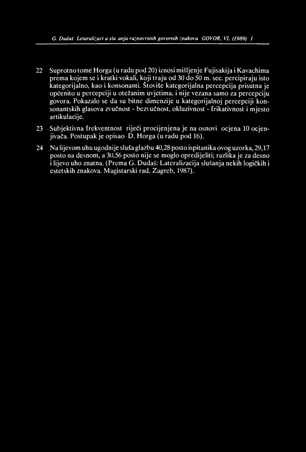 73 G. Dudaš. Leta ra li zaci]a s lu Sanjaraznovrsnih govornih znakova. GOVOR. VI, (1989).