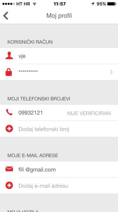 Verifikacija broja telefona U funkciji Moj profil, broj telefona koji ste upisali prilikom prijave stoji