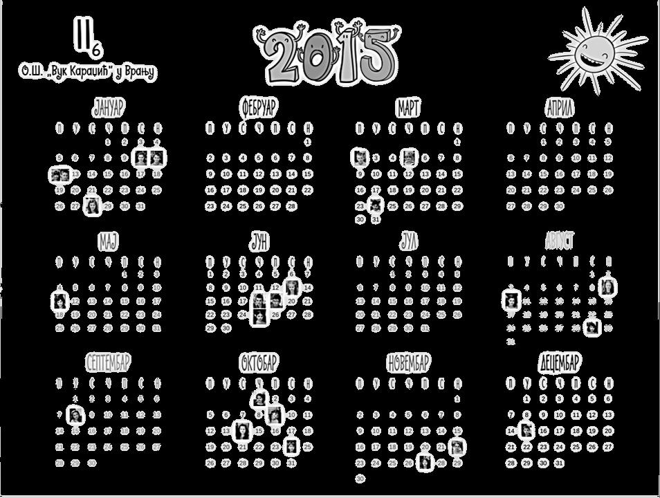 Прилог 2. Календар рођендана ученика Vesna Zdravković, M.A.