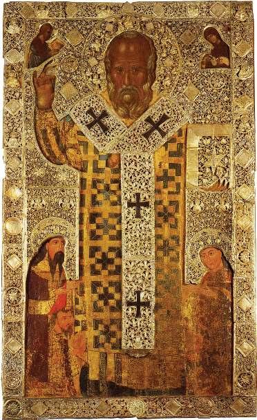 Икона Светог Николе са ликовима Краља Стефана Дечанског, његовог сина Душана и Марије Палеолог, друге супруге Стефана Дечанског.