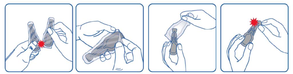Način primene: Izvaditi pipetu iz poklopca blistera i držati je uspravno. Kucnuti uski deo da bi se osiguralo da se kompletan sadržaj pipete nalazi u njenom širem delu.